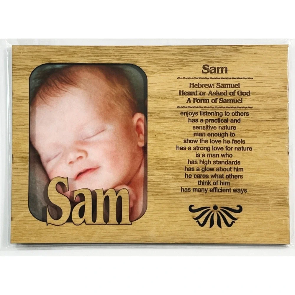SAM Personalized Name Profile Laser Engraved Wood‎ Picture Frame Magnet